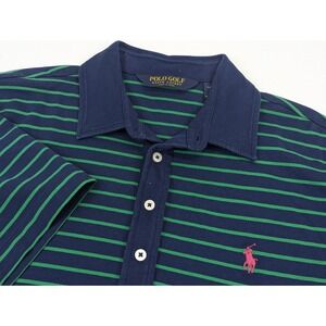 Polo Golf Ralph Lauren Mens Medium Pro Fit Striped Polo Shirt‎ Navy Blue Green